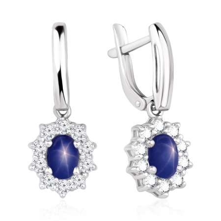 Купить оптом серьги из серебра с сапфир звездчатыйами и фианитами 2340943604-8 от Krasnoe