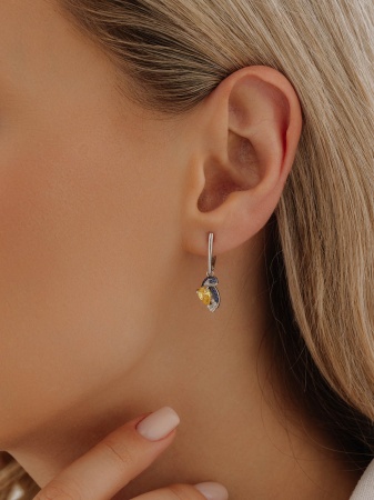 Купить оптом серьги из серебра с фианитами и ситаллами 2348875314-53 от Krasnoe