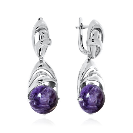 Купить оптом серьги из серебра с чароитами 2340460953 от Krasnoe