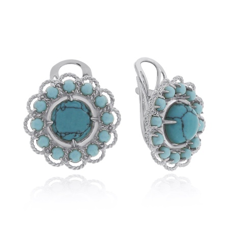 Купить оптом серьги из серебра с бирюзой 2340271883 от Krasnoe