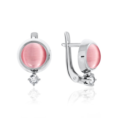 Купить оптом серьги из серебра с фианитами и кошачий глазами 2340260341-30 от Krasnoe