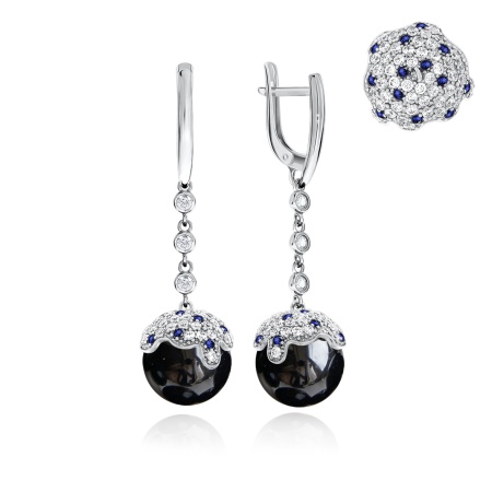 Купить оптом серьги из серебра с агатами, ситаллами и фианитами 2340390814л-20 от Krasnoe