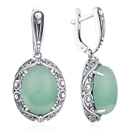 Купить оптом серьги из серебра с хризопразами 2310145165 от Krasnoe
