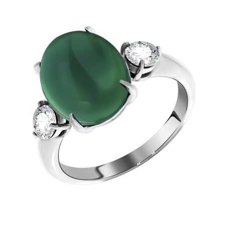 Купить оптом кольцо из серебра с агатом и фианитами 1340390367-60 от Krasnoe