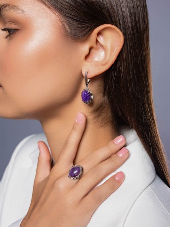 Купить оптом серьги из серебра с чароитами 2340465702 от Krasnoe