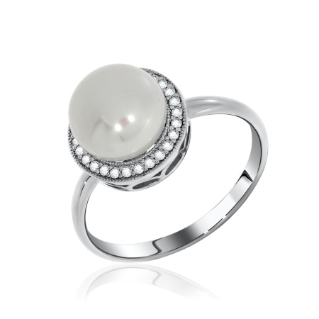 Купить оптом кольцо из серебра с жемчугом и фианитами 1340050806л от Krasnoe