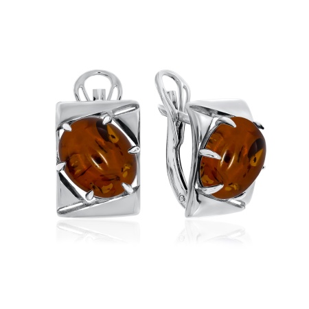 Купить оптом серьги из серебра с янтарём 2340481395 от Krasnoe