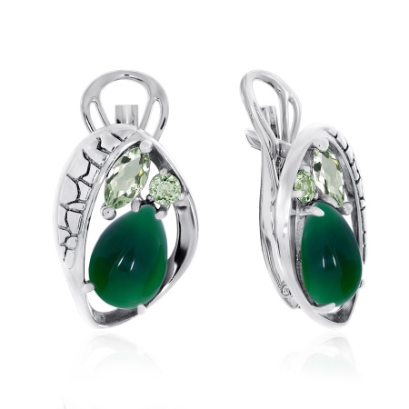 Купить оптом серьги из серебра с агатами и фианитами 2310391175-60 от Krasnoe