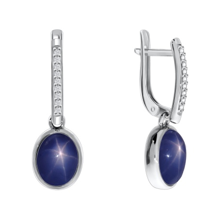 Купить оптом серьги из серебра с сапфир звездчатыйами и фианитами 2340940368л-8 от Krasnoe