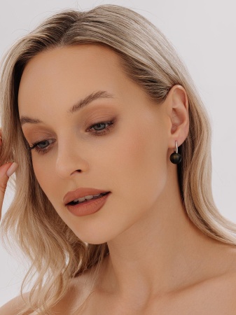 Купить оптом серьги из серебра с соколиный глазами 2340СГ4318 от Krasnoe