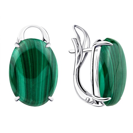 Купить оптом серьги из серебра с малахитами 2340385045 от Krasnoe
