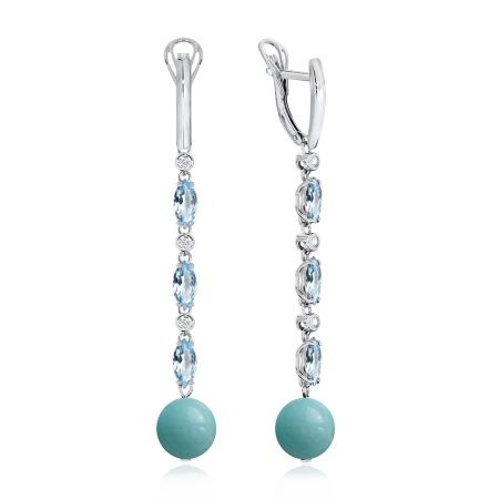 Купить оптом серьги из серебра с амазонитами, фианитами и топазами 2340371204-2-70 от Krasnoe