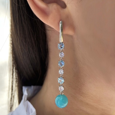 Купить оптом серьги из серебра с агатами, фианитами и топазами 2340871519-99 от Krasnoe