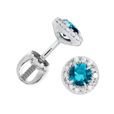 Купить оптом пусеты из серебра с ситаллами и фианитами П340884140л-76 от Krasnoe