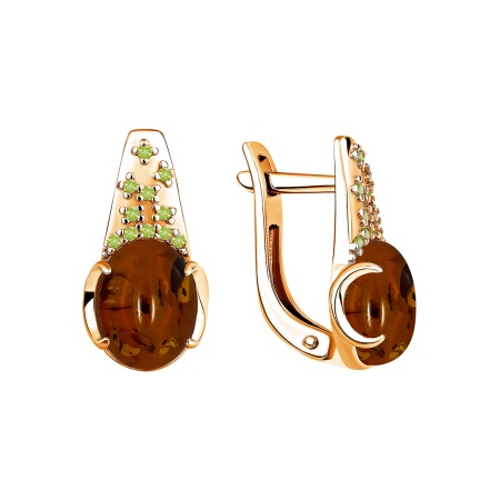 Купить оптом серьги из серебра с янтарём и ситаллами 2320481969л-65 от Krasnoe