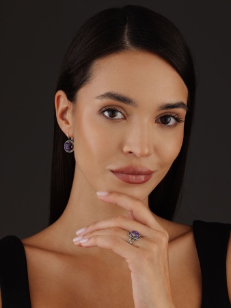 Купить оптом серьги из серебра с чароитами 2317465801 от Krasnoe