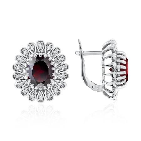 Купить оптом серьги из серебра с гранатами и фианитами 2340820251 от Krasnoe