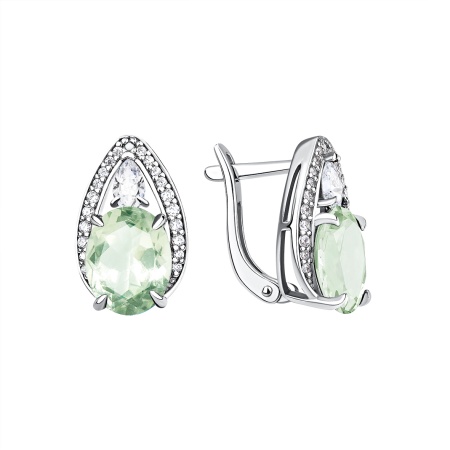 Купить оптом серьги из серебра с празиолитами и фианитами 2340911970л-68 от Krasnoe