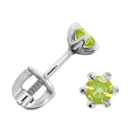 Купить оптом пусеты из серебра с хризолитами П340130540 от Krasnoe