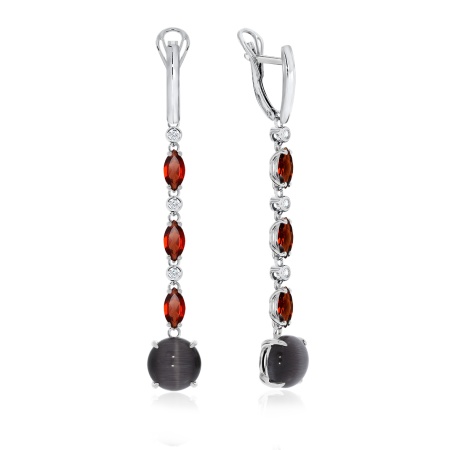 Купить оптом серьги из серебра с кошачий глазами, гранатами и фианитами 2340261204-1-21 от Krasnoe