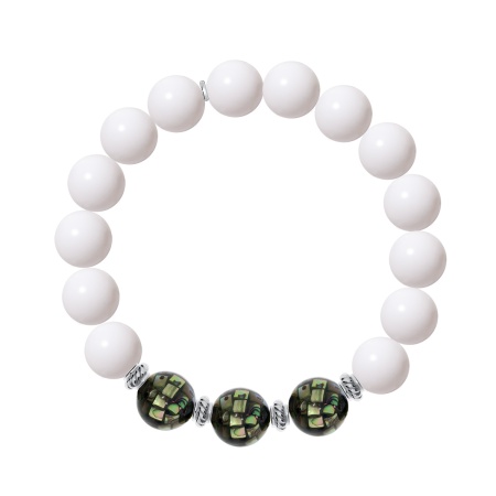 Купить оптом браслет из серебра с перламутрами и агатами 4340876218-17-65 от Krasnoe