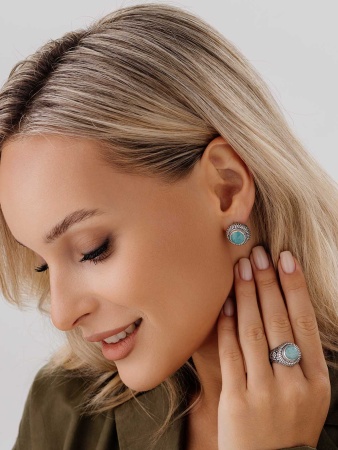 Купить оптом серьги из серебра с амазонитами 2310371526 от Krasnoe