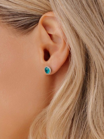 Купить оптом пусеты из серебра с турмалин синт.ами и фианитами 2340081972л-1-78 от Krasnoe