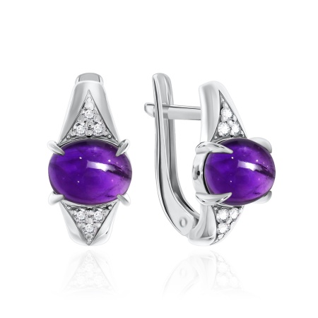 Купить оптом серьги из серебра с аметистами и фианитами 2340790372л от Krasnoe