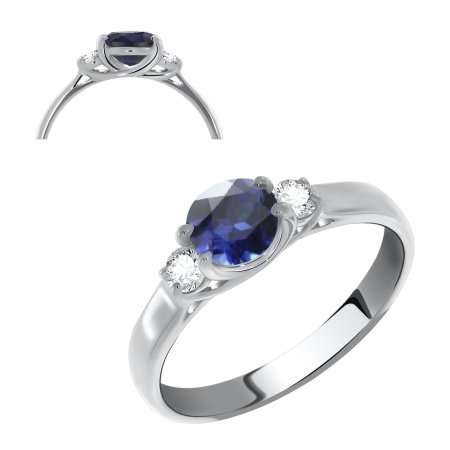 Купить оптом кольцо из серебра с натуральным корундом и фианитами 1340800260-80 от Krasnoe