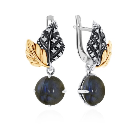 Купить оптом серьги из серебра с лабрадоритами и фианитами 2317Л02265 от Krasnoe