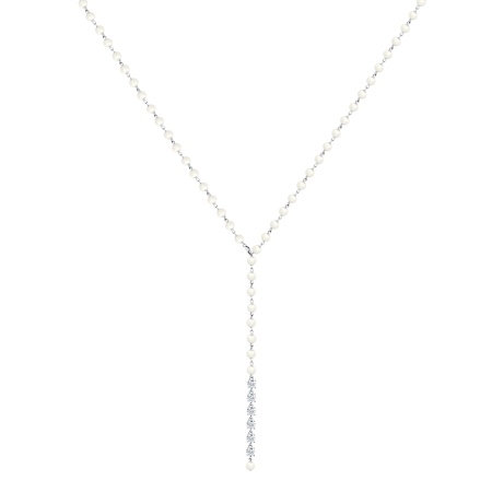 Купить оптом колье из серебра с фианитами и жемчугами 8340246210-46 от Krasnoe