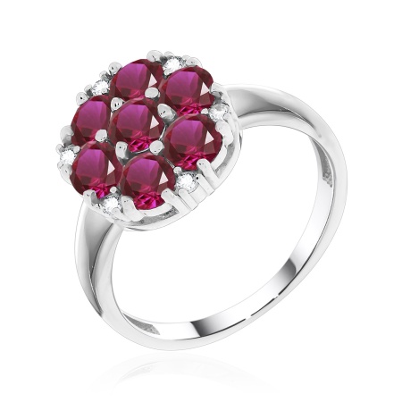 Купить оптом кольцо из серебра с фианитами и синтетическими корундами 1340801839л-37 от Krasnoe