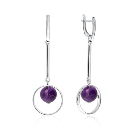 Купить оптом серьги из серебра с аметистами 2340061006-1 от Krasnoe