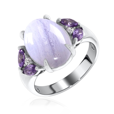 Купить оптом кольцо из серебра с агатом и фианитами 1340390886-2 от Krasnoe