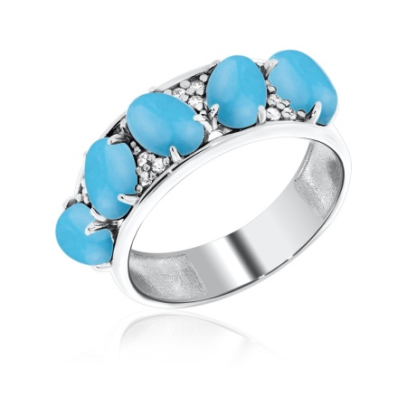 Купить оптом кольцо из серебра с бирюзой и фианитами 1340272909 от Krasnoe