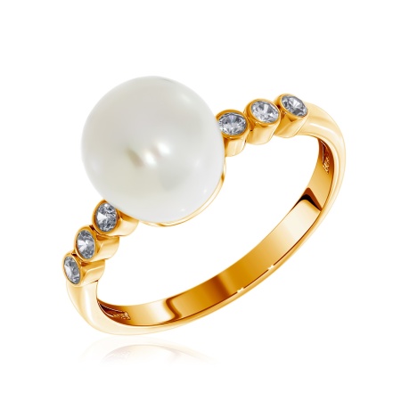 Купить оптом кольцо из серебра с жемчугом и фианитами 1320050800л от Krasnoe