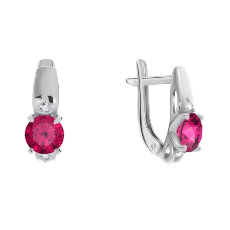 Купить оптом серьги из серебра с натуральными корундами и фианитами 2340220259-37 от Krasnoe