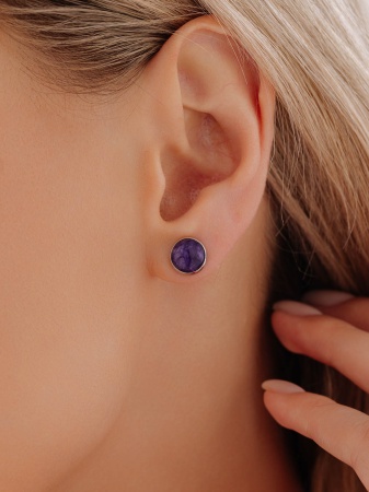 Купить оптом пусеты из серебра с аметистами П340062780 от Krasnoe