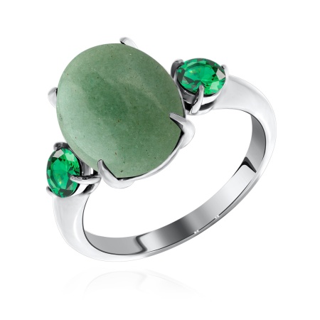 Купить оптом кольцо из серебра с авантюрином и фианитами 1340360367-60 от Krasnoe