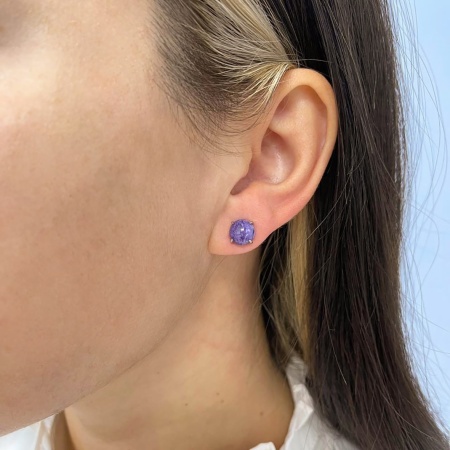 Купить оптом пусеты из серебра с чароитами П340462680 от Krasnoe