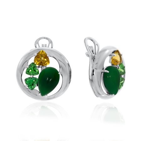 Купить оптом серьги из серебра с агатами и фианитами 2340391174-60 от Krasnoe