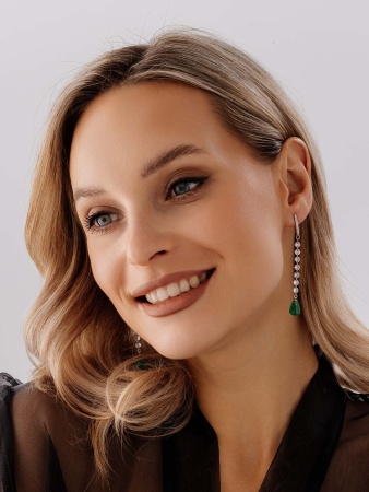 Купить оптом серьги из серебра с агатами и фианитами 2340390613-60 от Krasnoe