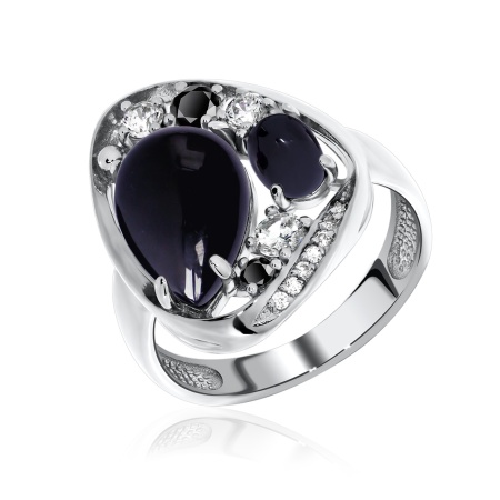 Купить оптом кольцо из серебра с агатами и фианитами 1340391172-20 от Krasnoe