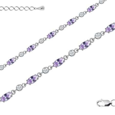 Купить оптом браслет из серебра с фианитами и аметистами 4340062510л-18 от Krasnoe