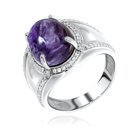 Купить оптом кольцо из серебра с чароитом и фианитами 1340460989л от Krasnoe