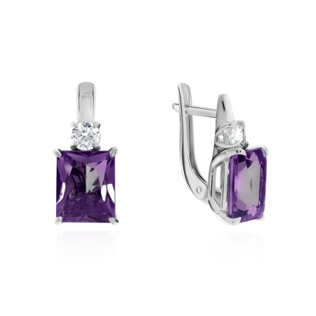 Купить оптом серьги из серебра с александритами и фианитами 2340040286-1 от Krasnoe