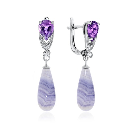 Купить оптом серьги из серебра с агатами и фианитами 2340390795л-84 от Krasnoe