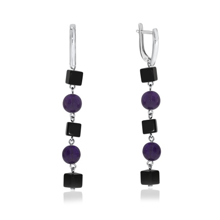 Купить оптом серьги из серебра с аметистами и агатами 2340870672-16 от Krasnoe