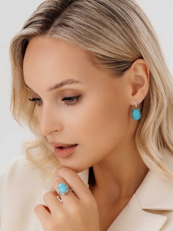 Купить оптом серьги из серебра с бирюзой 2340311944 от Krasnoe