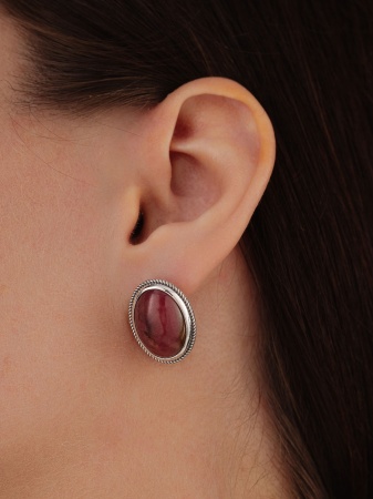 Купить оптом серьги из серебра с родонитами 2310456357 от Krasnoe